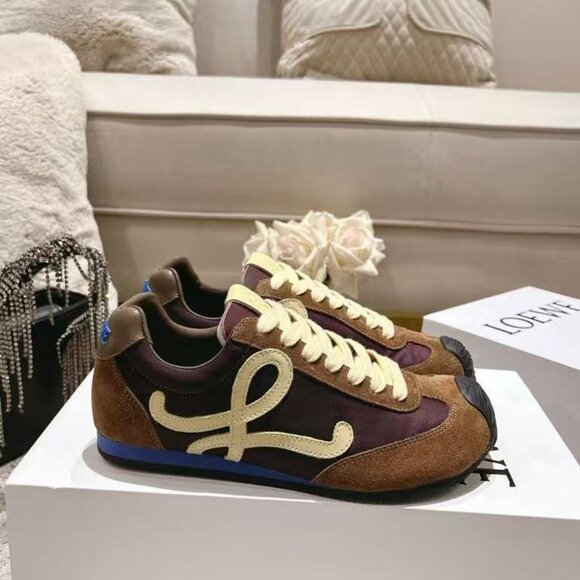 Loewe Flow Runner Sneakers β Deep Brown with Cream Logo, Brand New! - Picture 5 of 8